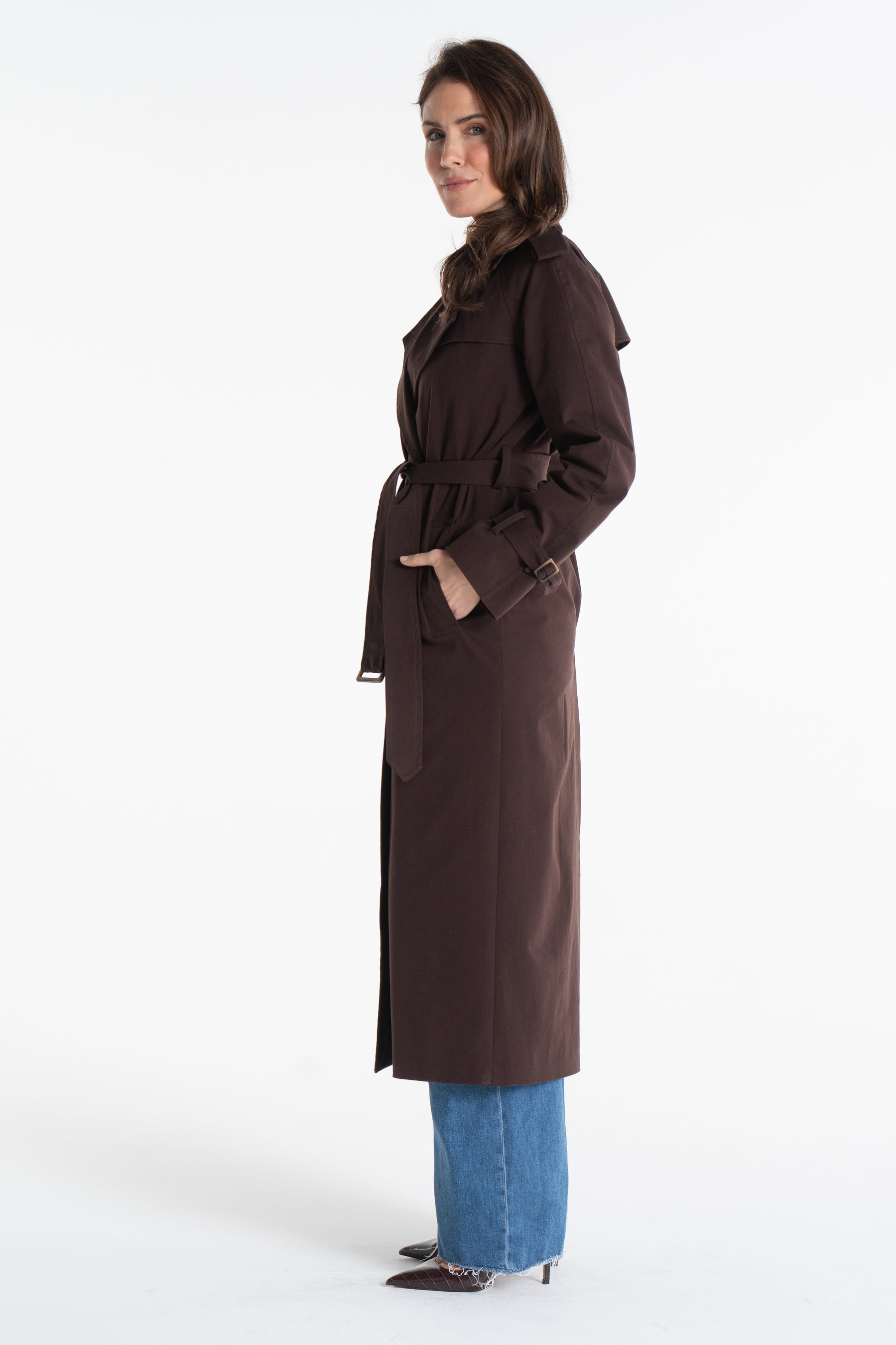 Trencz ADRIANNA maxi ciemna czekolada