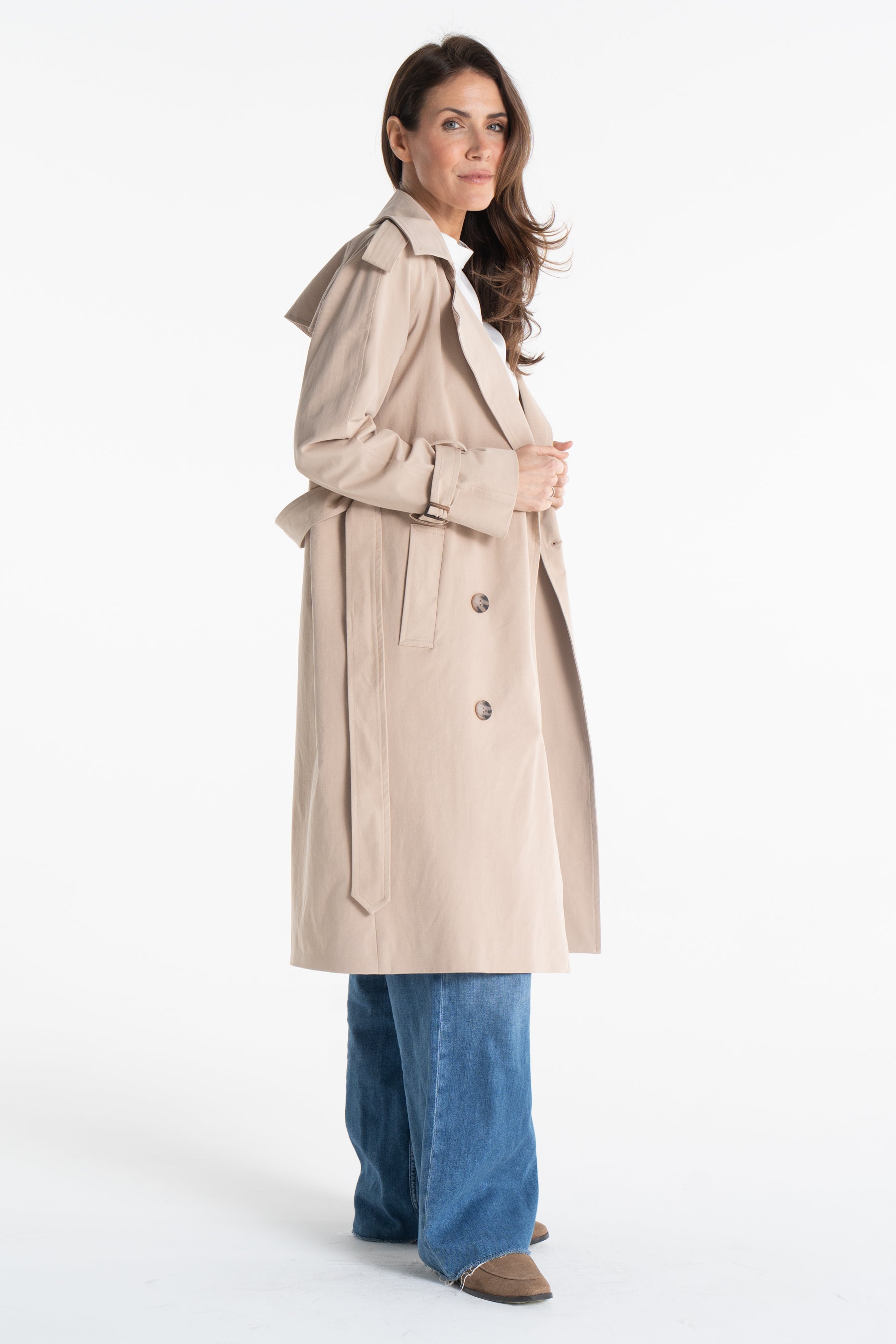 Trencz ADRIANNA midi beżowy