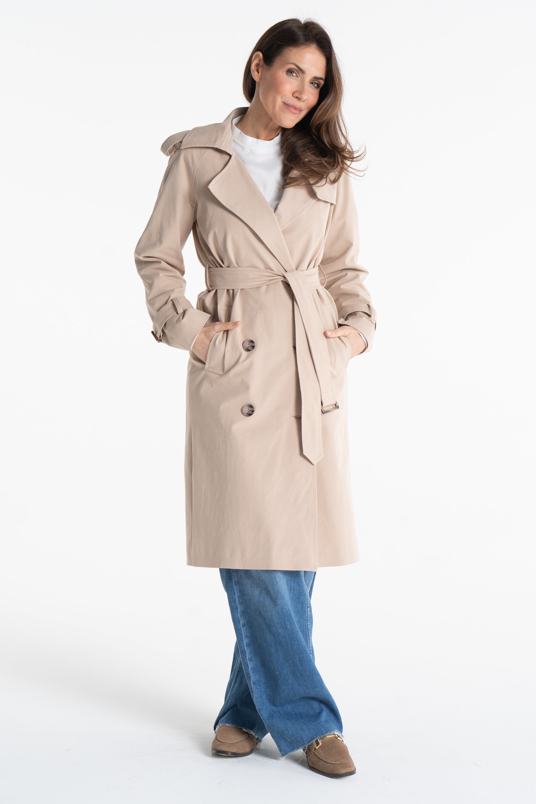 Trencz ADRIANNA midi beżowy