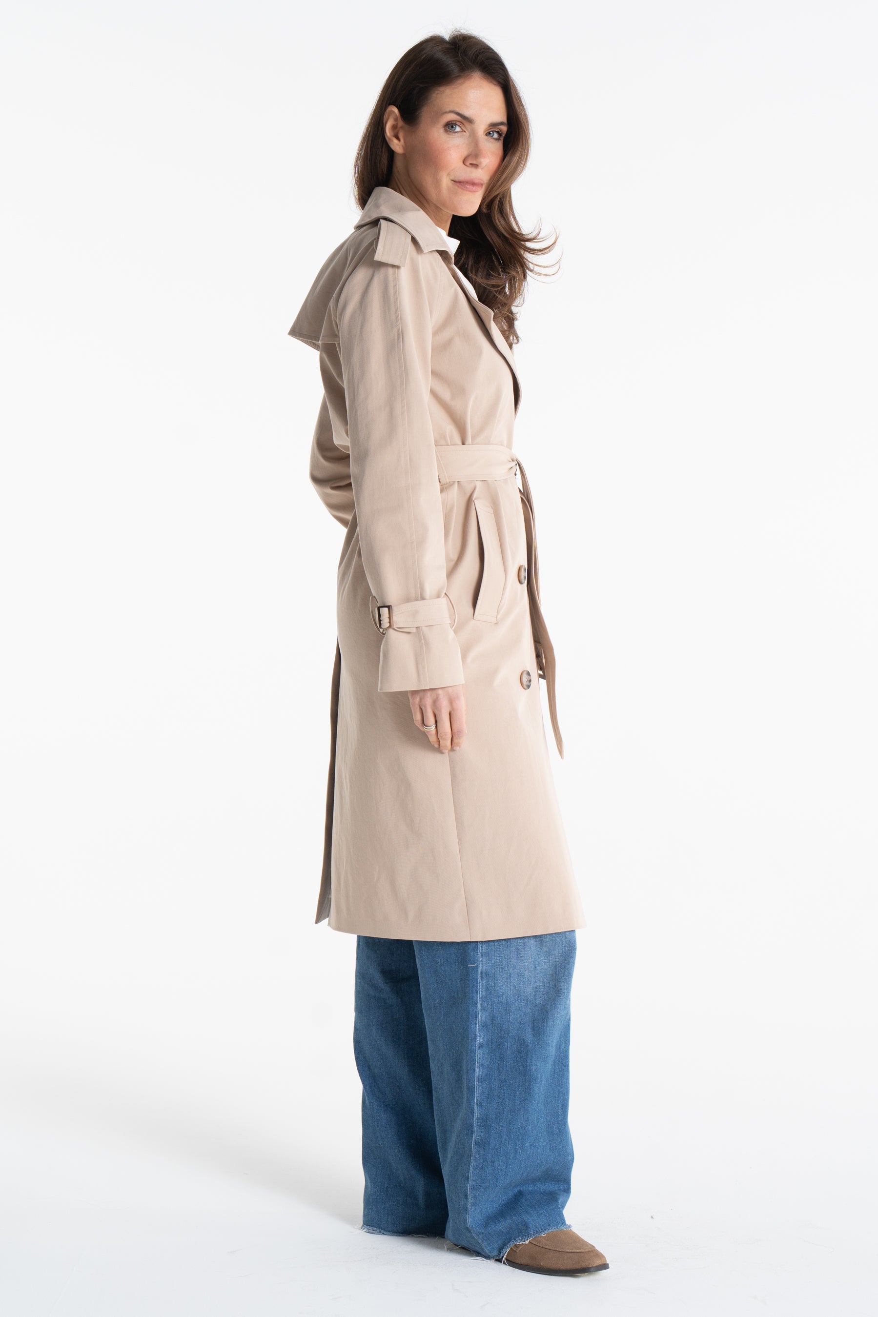 Trencz ADRIANNA midi beżowy