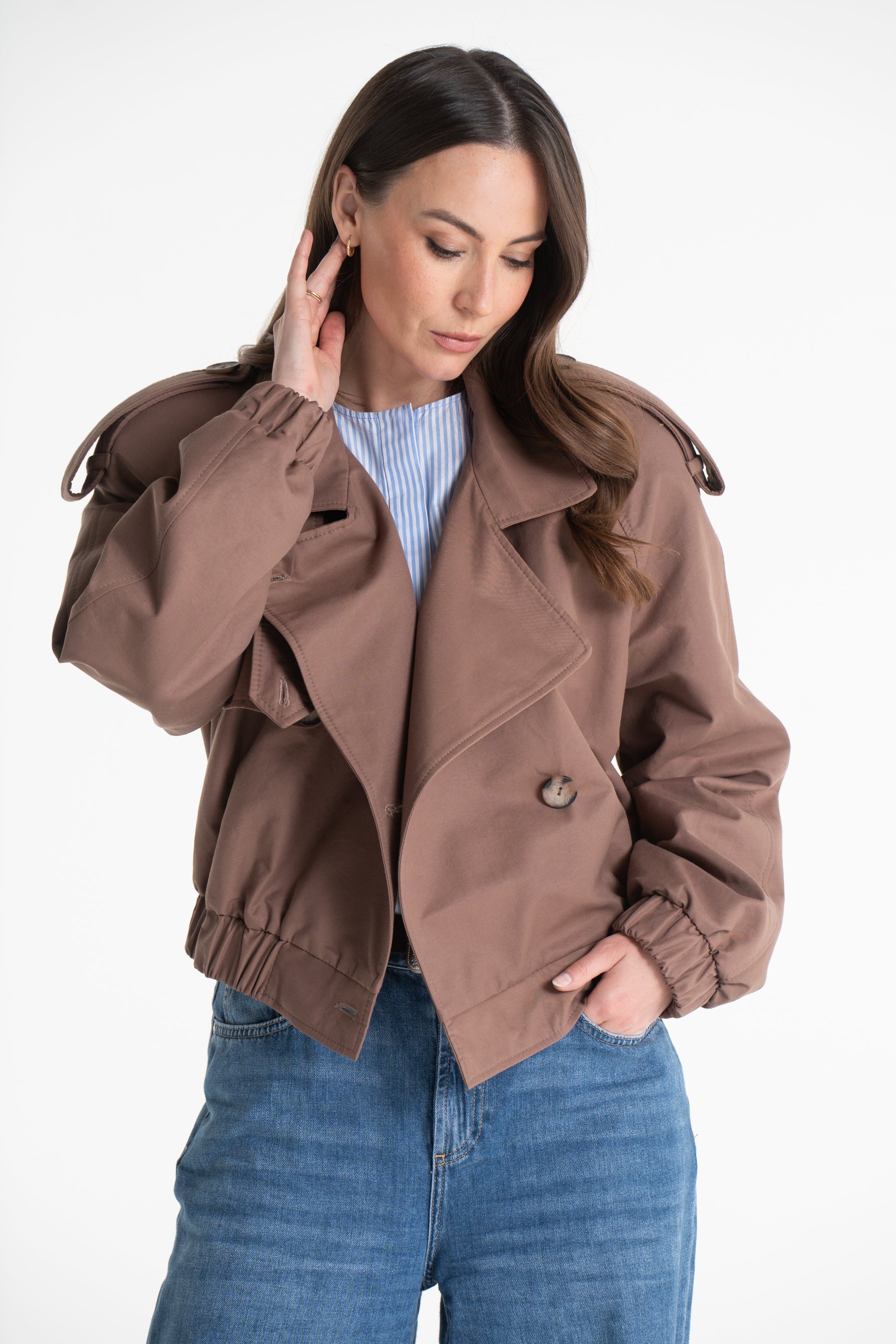 Trencz ELLIOT jasna czekolada