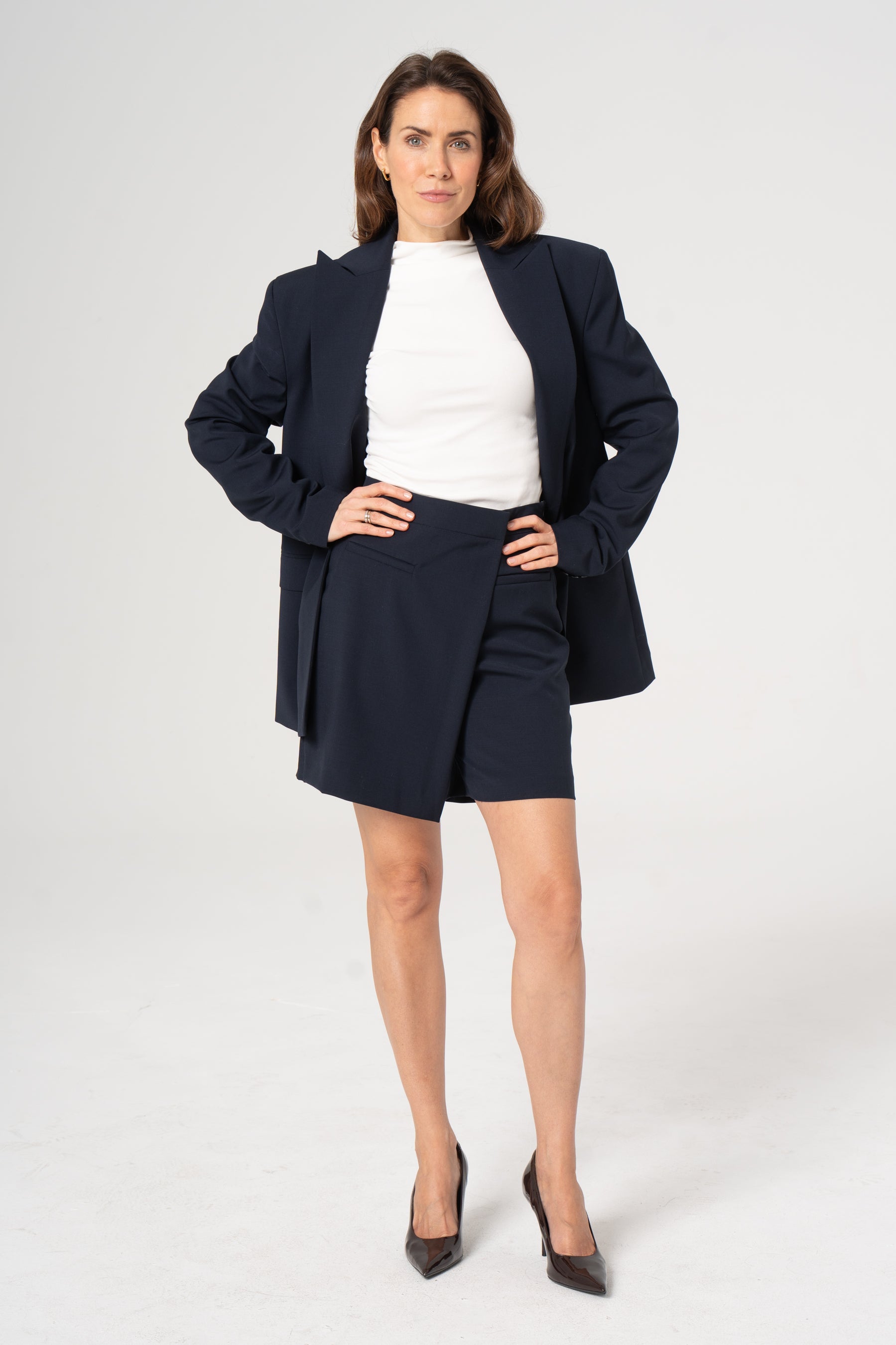 Spódnica-spodenki wełniana TINA granatowa