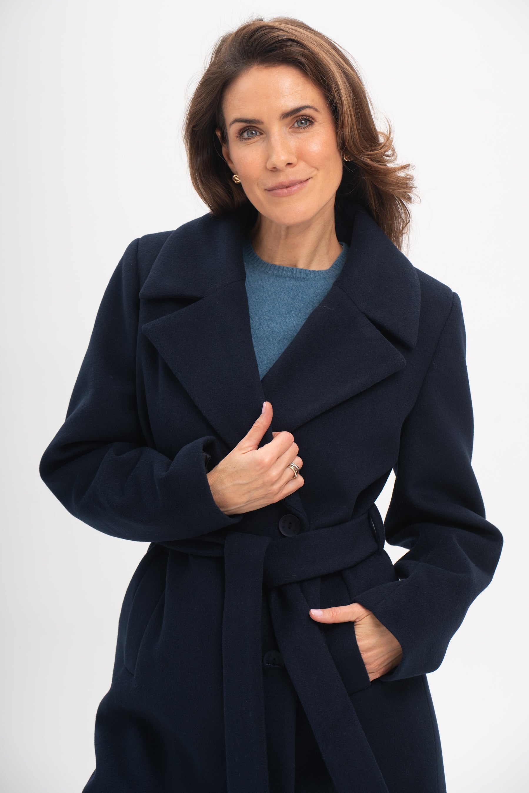 Płaszcz VERONA midi granatowy