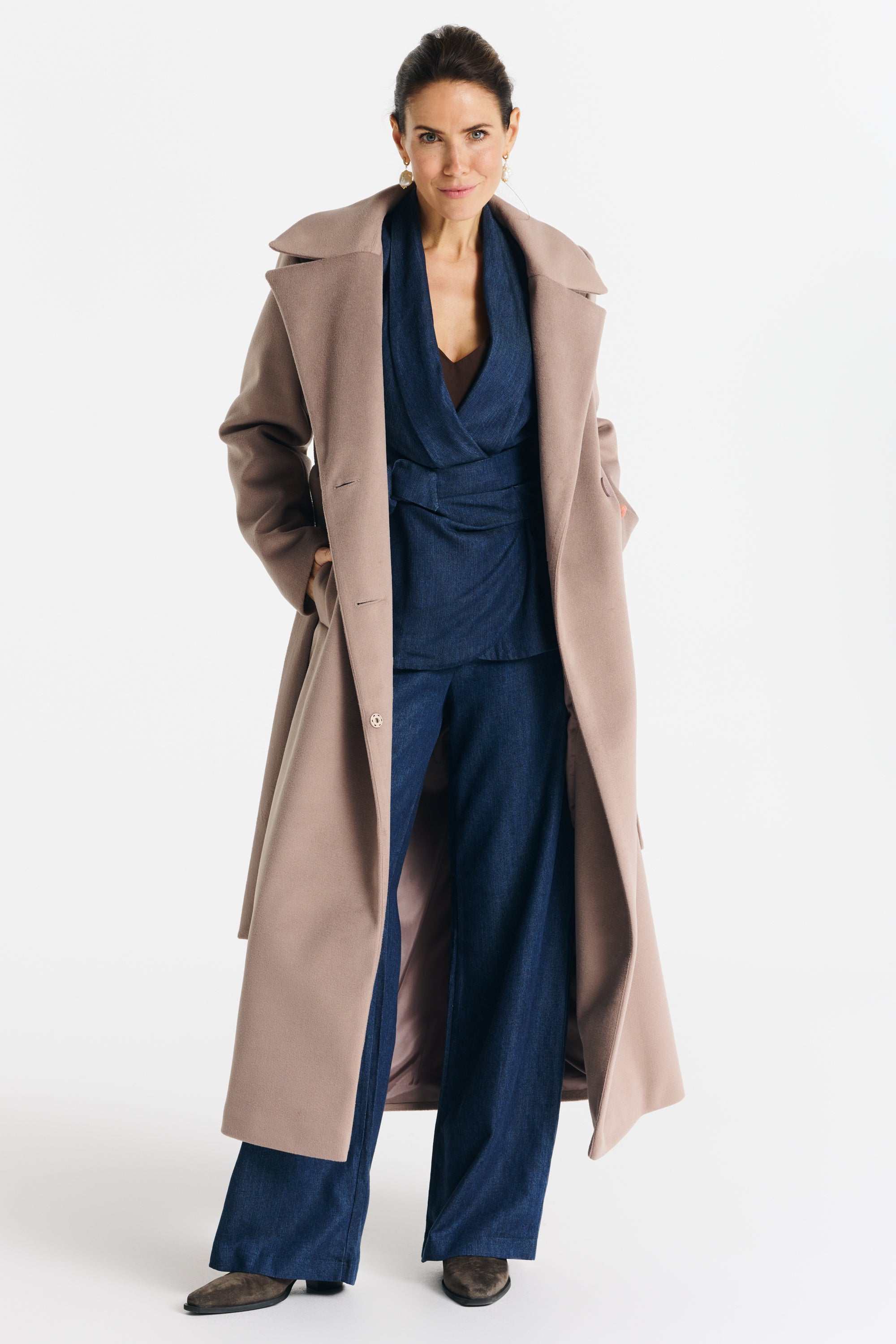 Płaszcz VERONA maxi ciemny beż