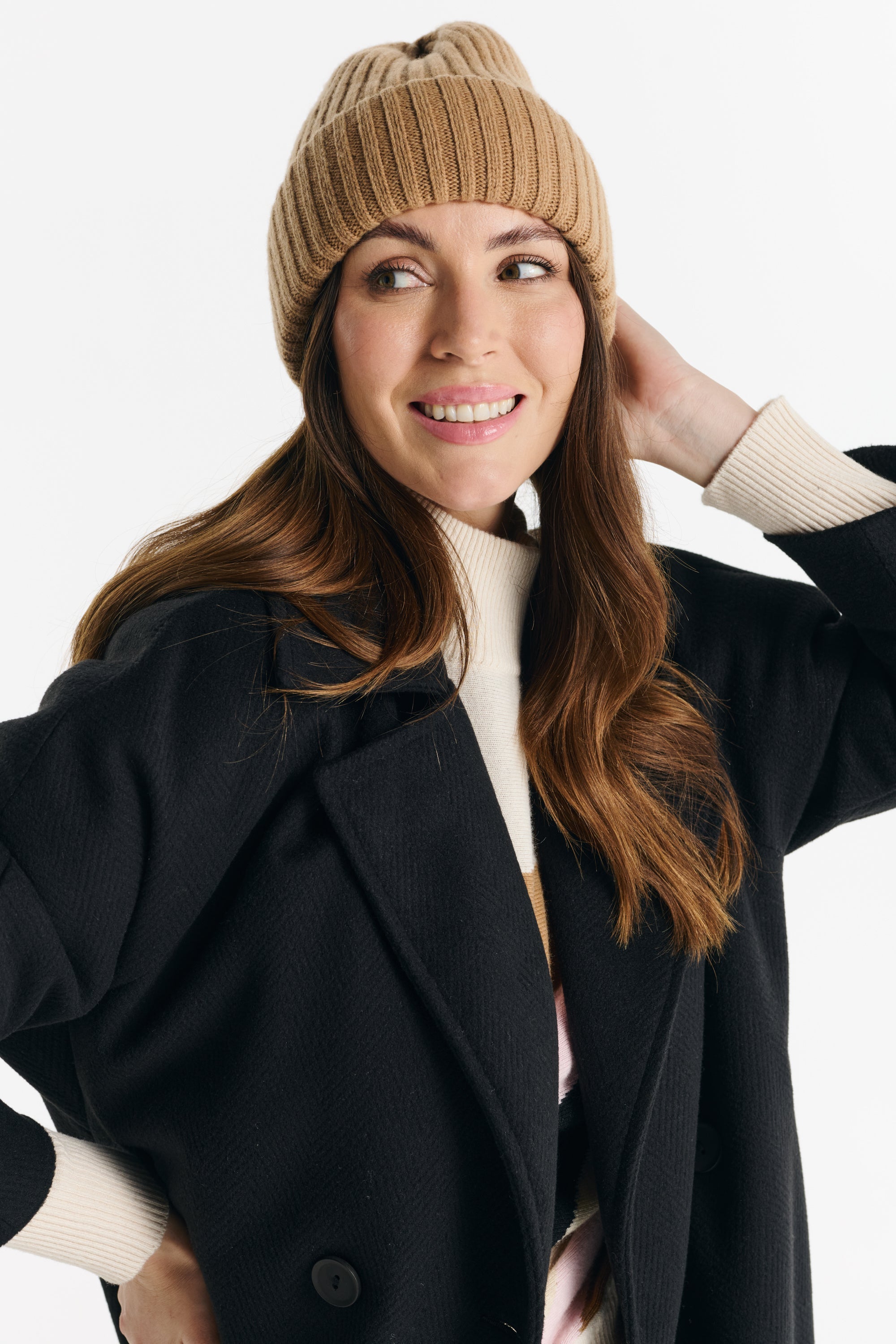 Płaszcz ROBERTA czarny jodełka