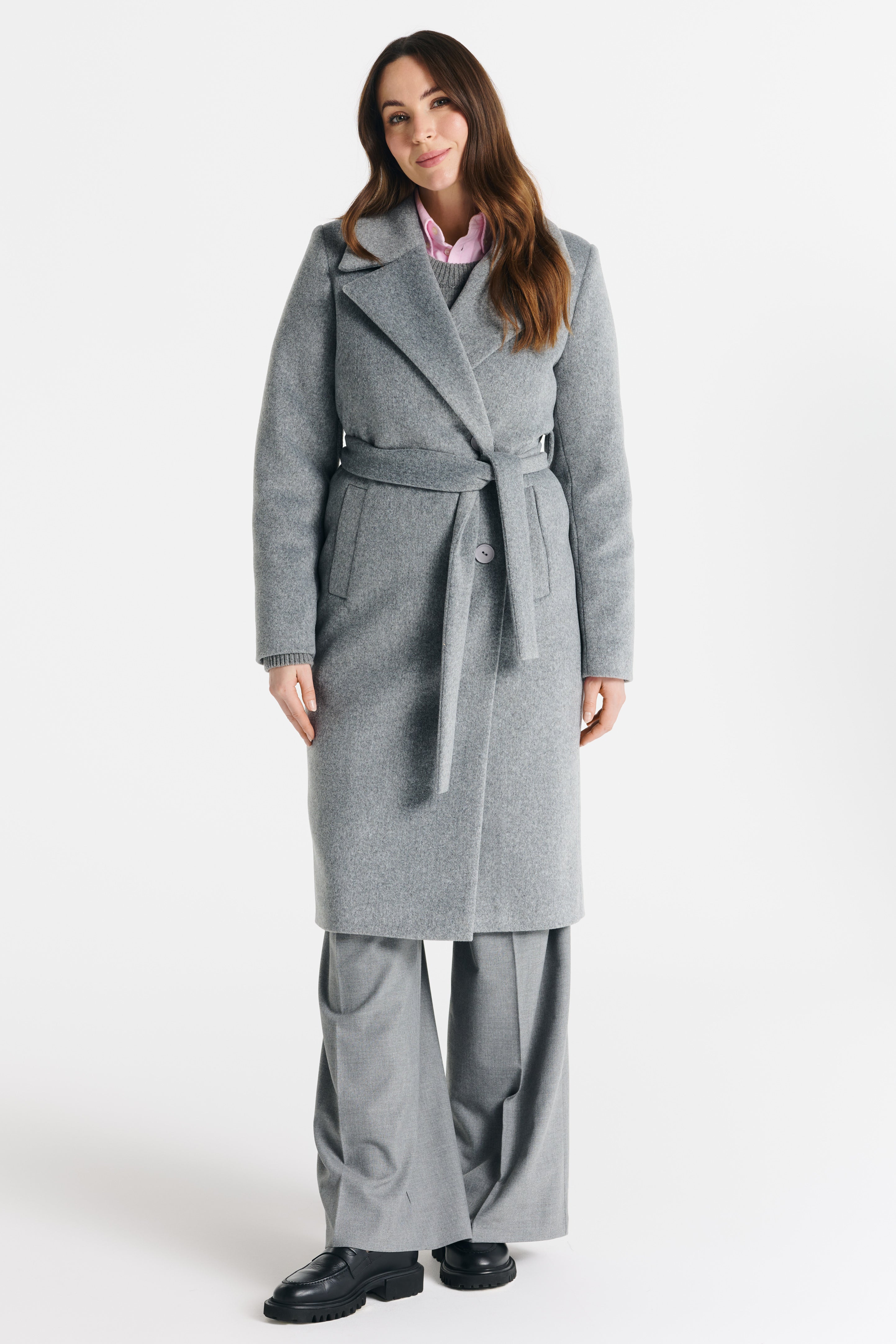 Płaszcz VERONA midi melanż szary