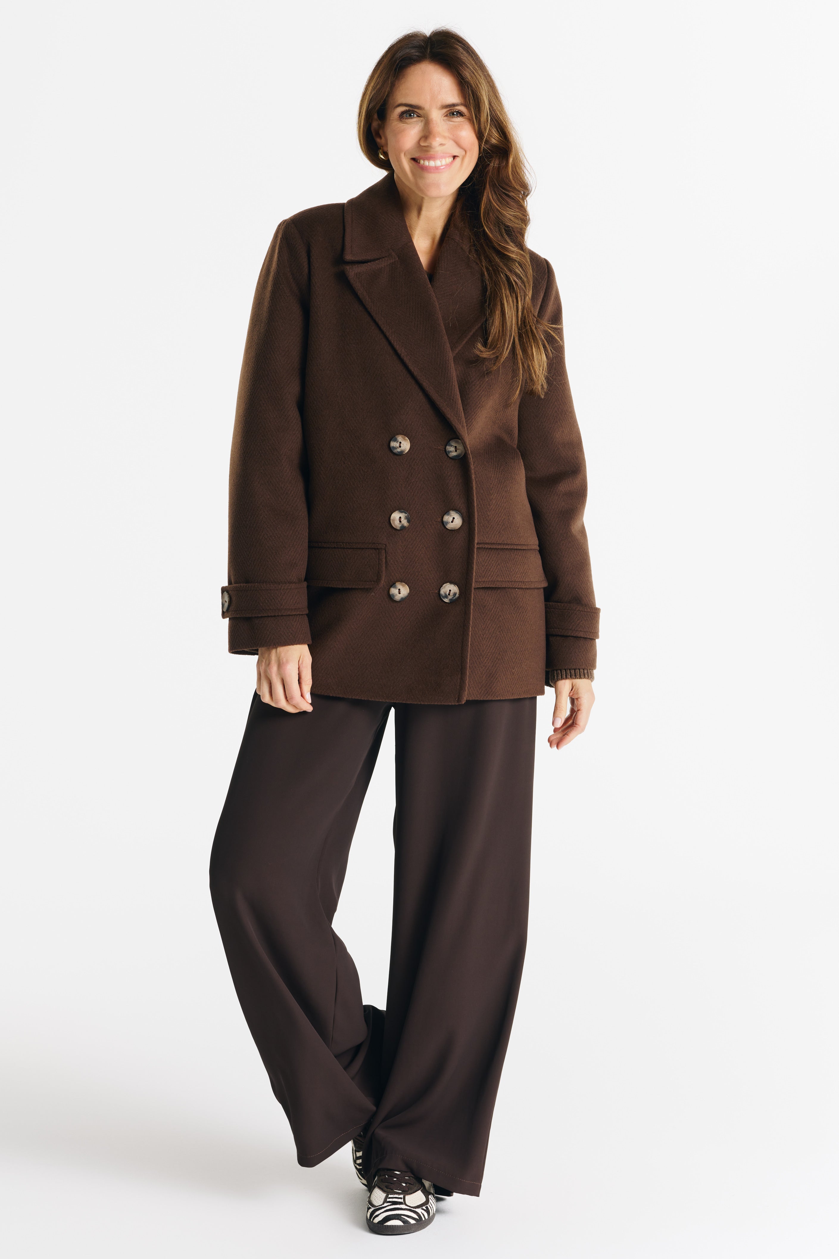 Kurtka VIOLA czekoladowa jodełka