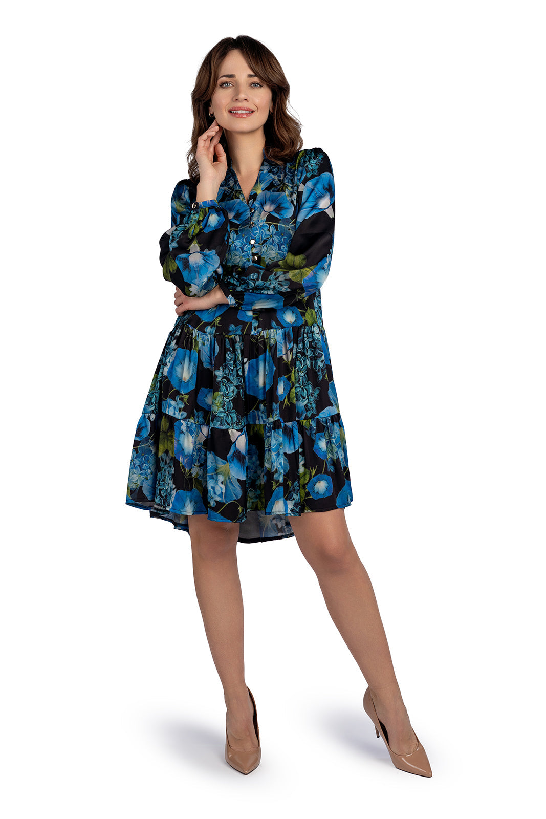 Sukienka AURORA granatowe kwiaty