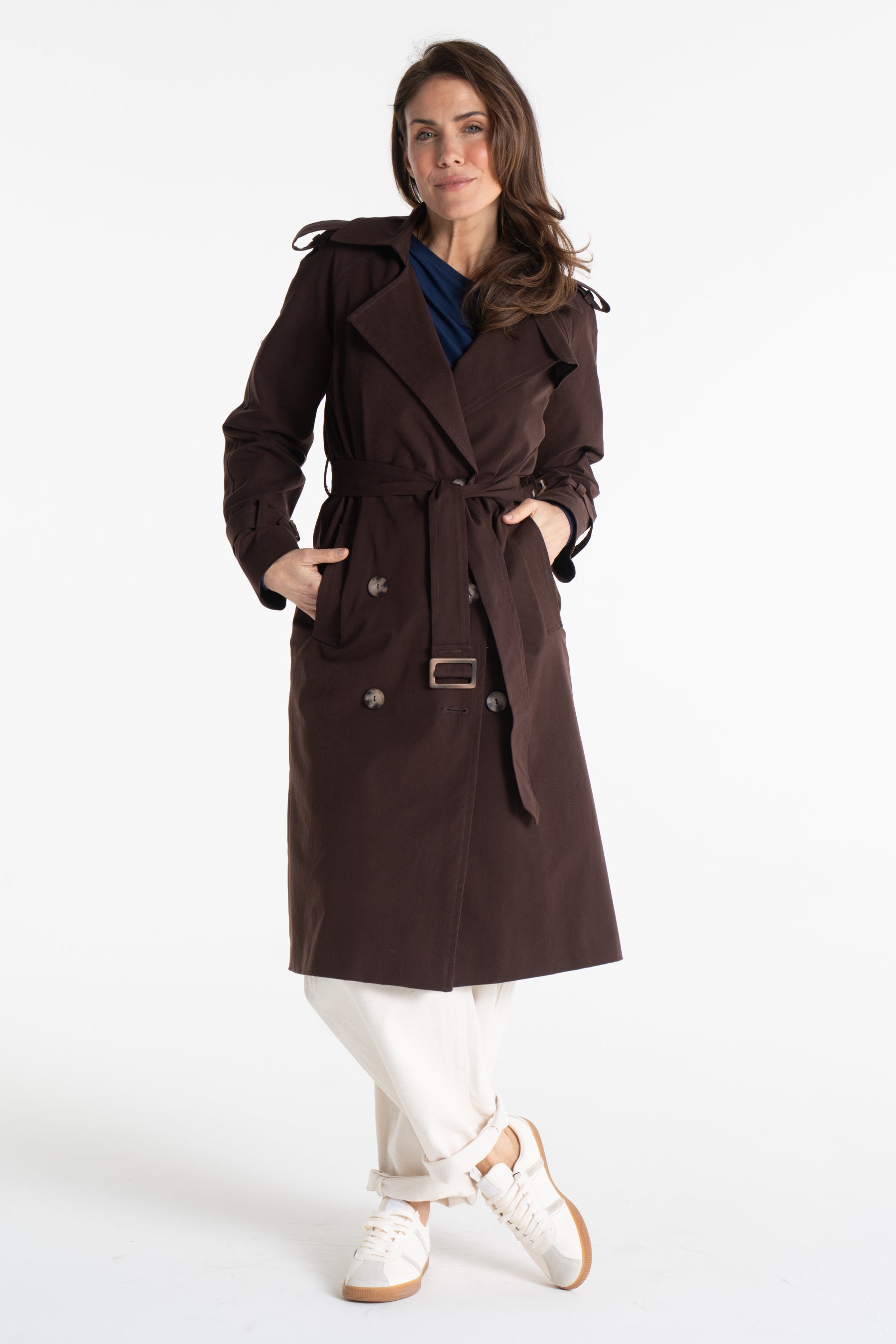 Trencz ADRIANNA midi ciemna czekolada