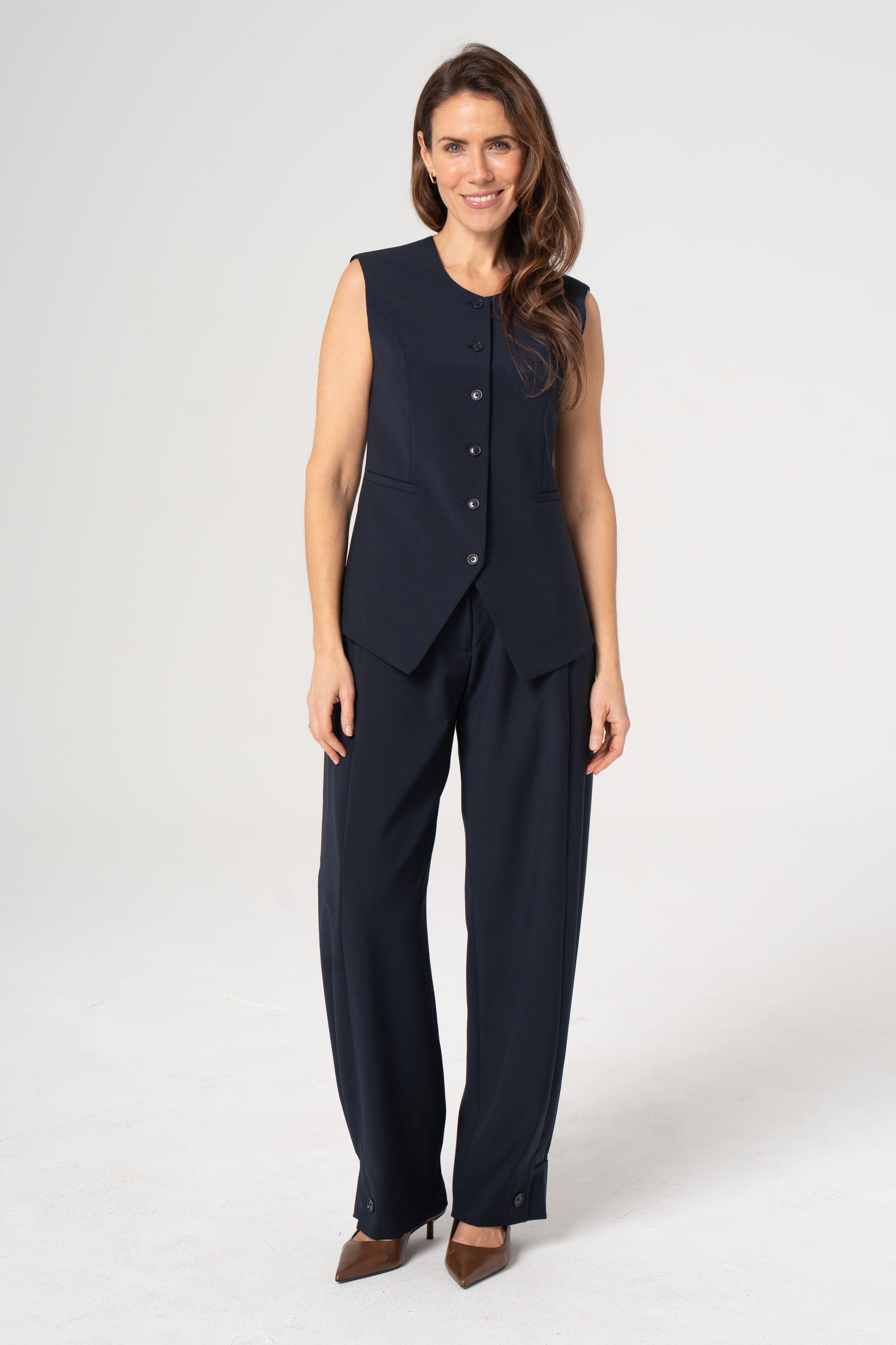 Spodnie wełniane ROMA granatowe