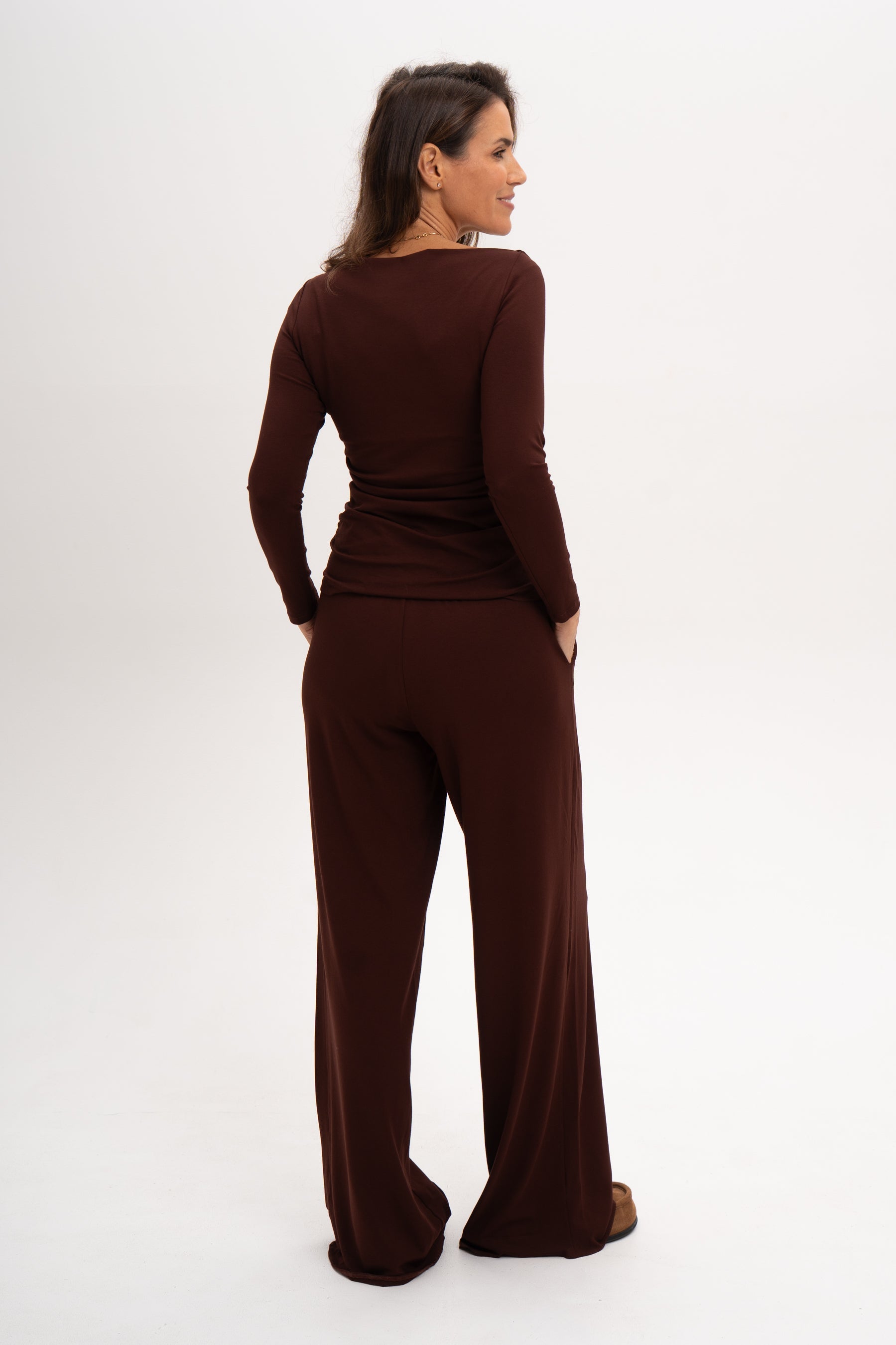 Spodnie Olga long czekoladowe