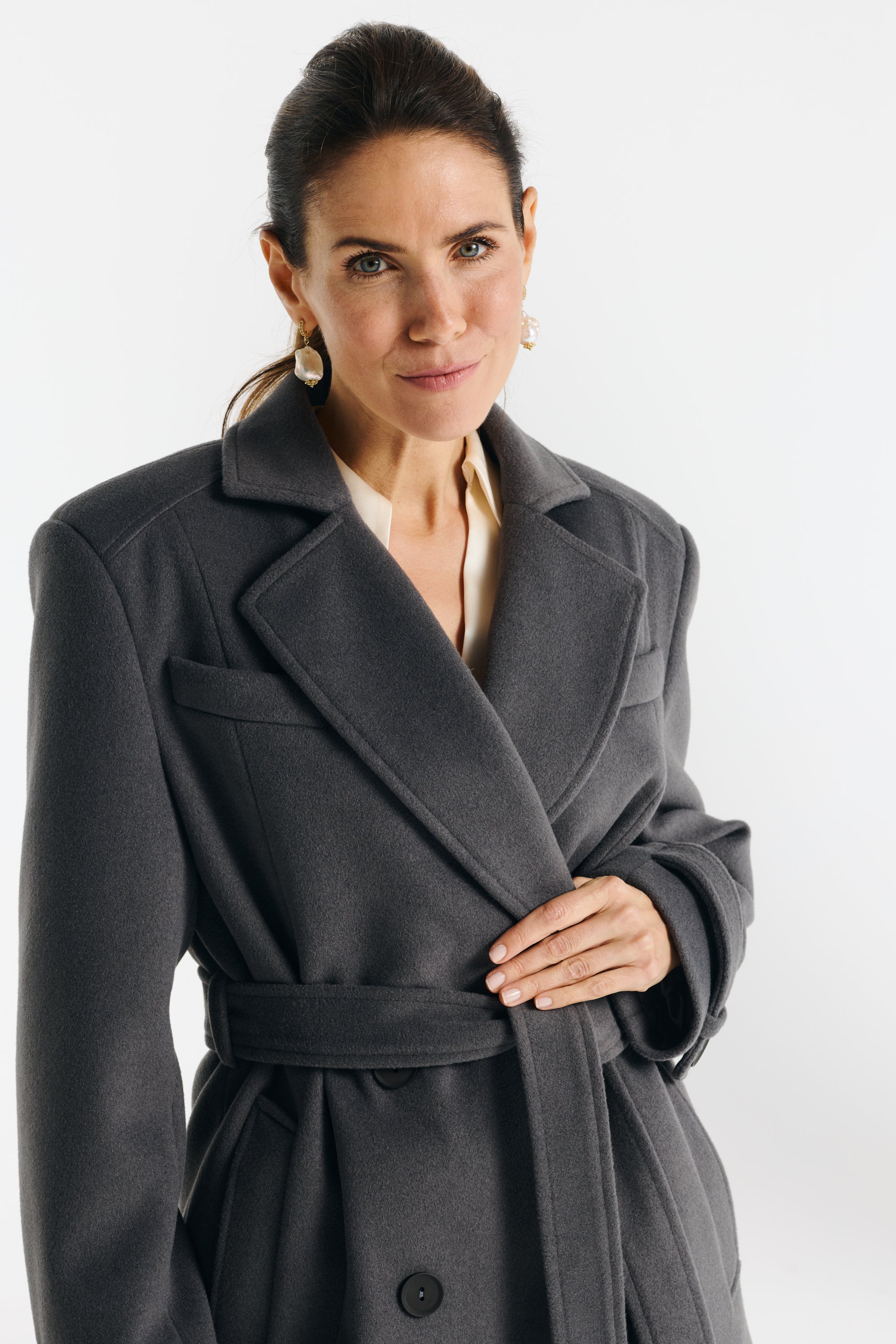 Płaszcz MALWINA midi szary