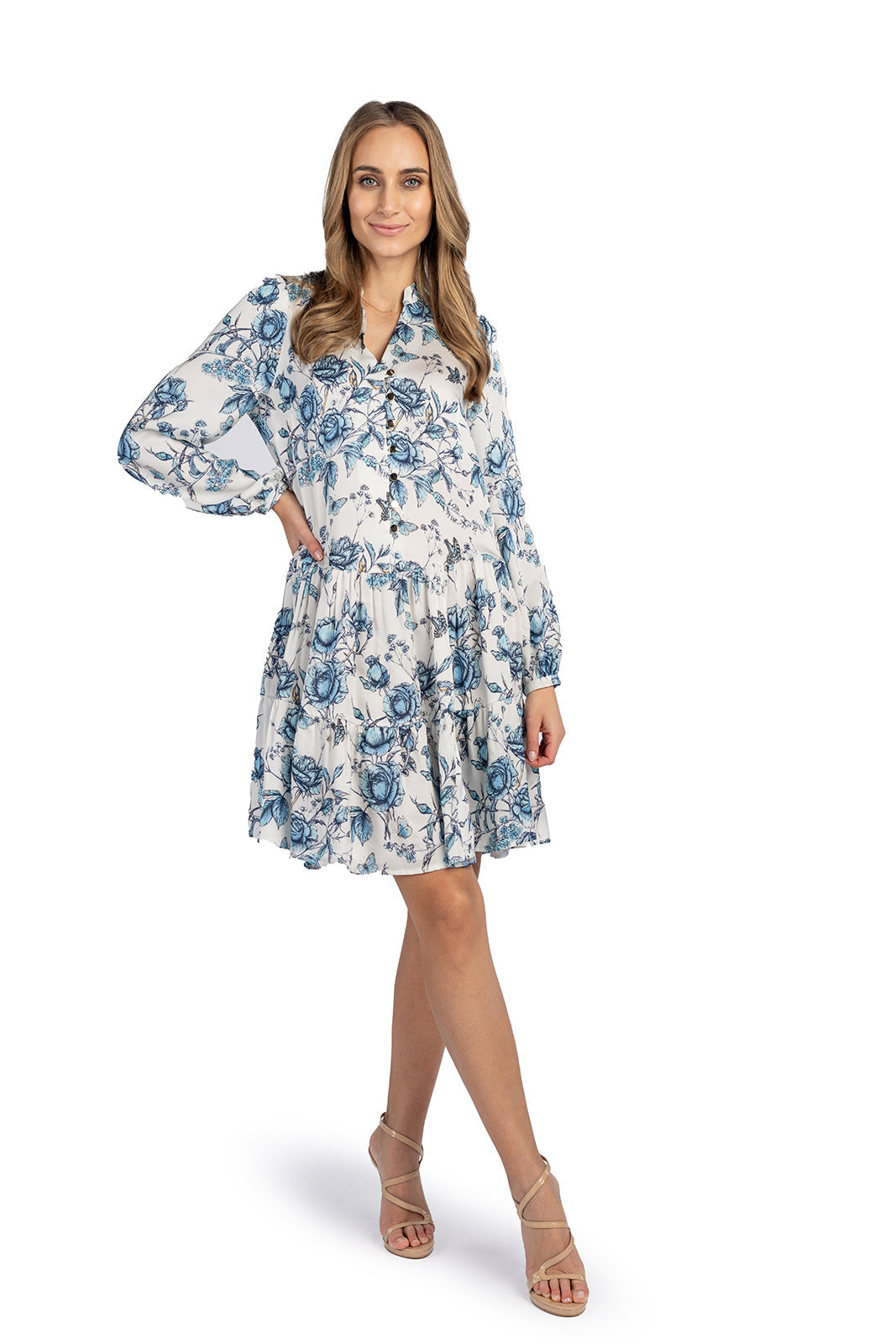 Sukienka AURORA niebieskie kwiaty