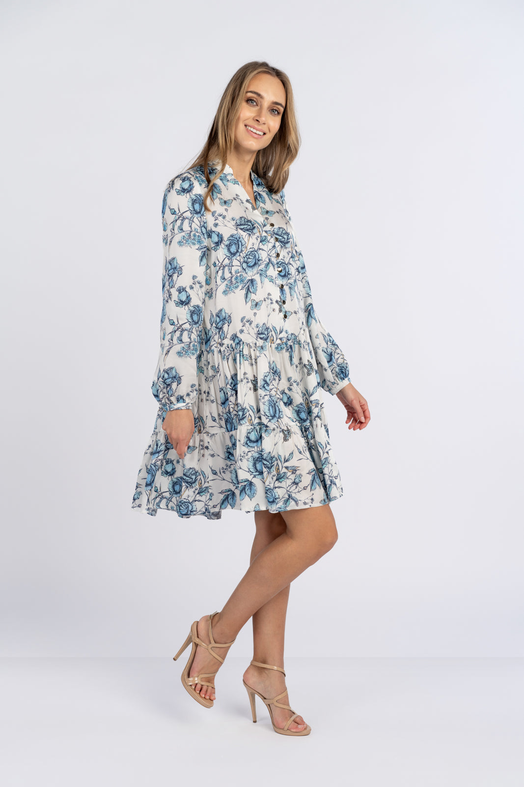 Sukienka AURORA niebieskie kwiaty